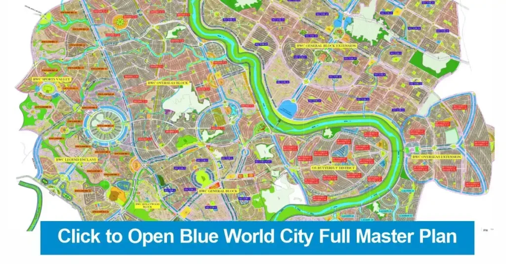 Blue World City Full Master Plan – Complete Map View with All Blocks and Features